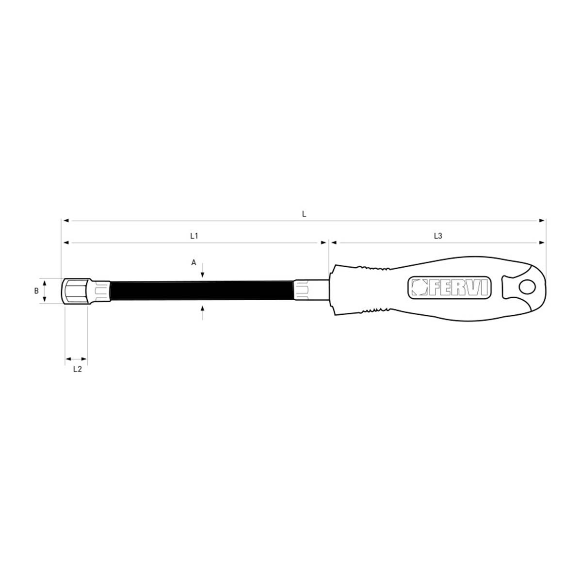 Chiave a bussola flessibile con impugnatura 13 mm Fervi