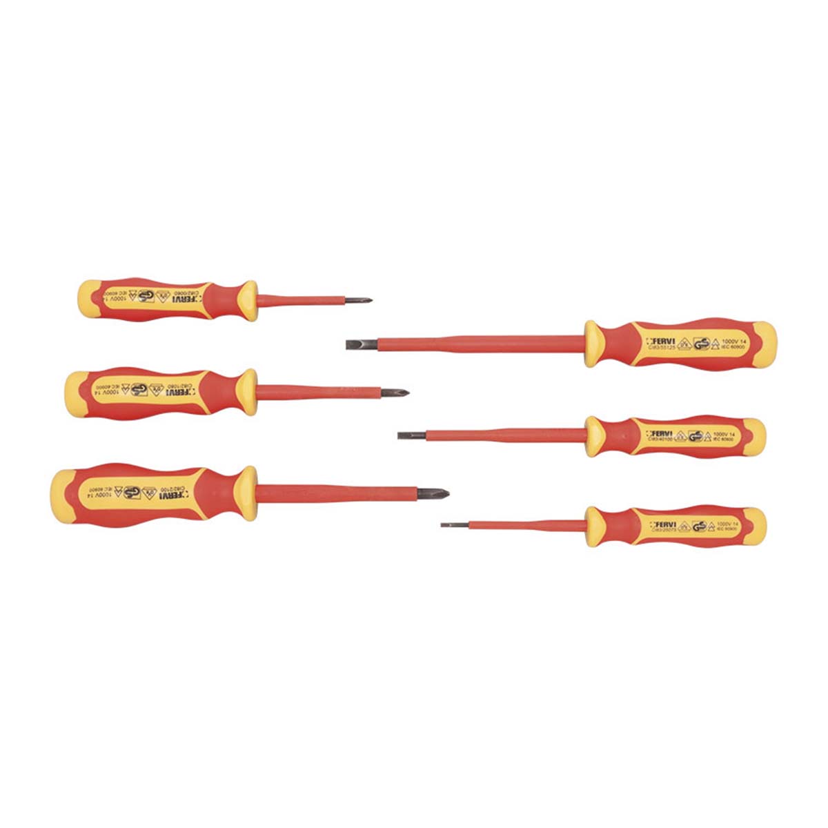 Set 6 giraviti isolati con punta magnetica Fervi CI80/006