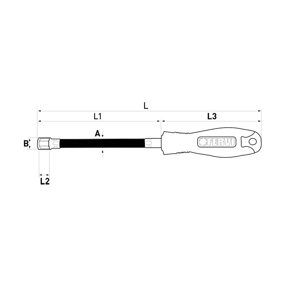 Porta inserti flessibile magnetico 1/4" 265 mm Fervi