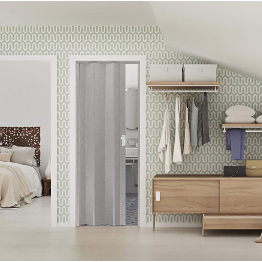 Kit porta a soffietto Maya 83x214 cm in PVC e tessuto grigio