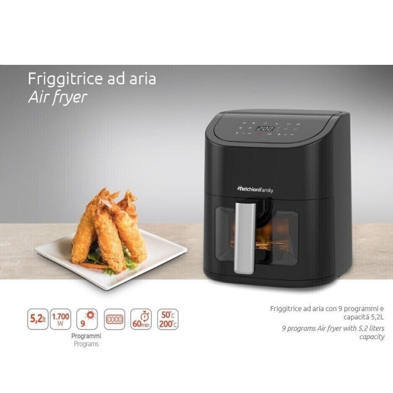 Friggitrice ad aria 5,2 L 1700 W con display touch Melchioni Family Marianna