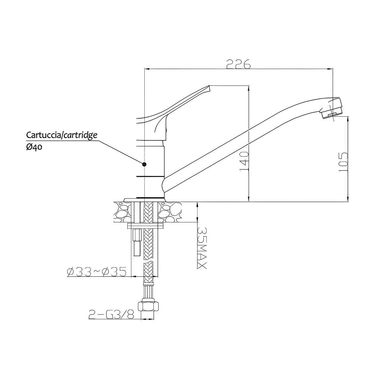 Miscelatore per lavello GoPlast Sei cromato