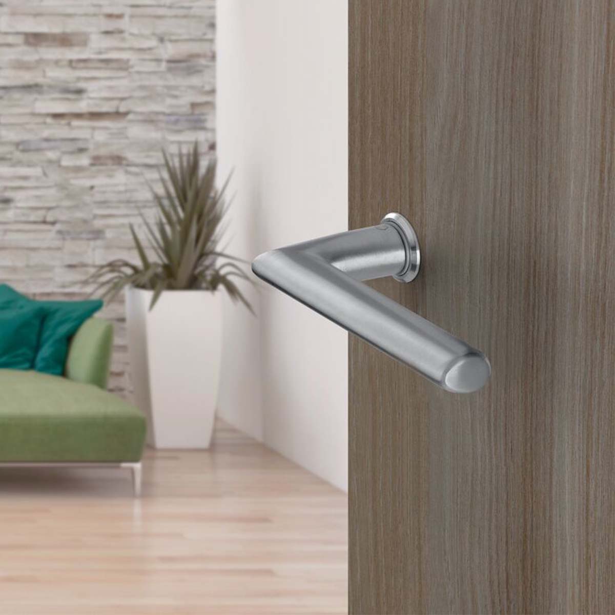 Maniglia porte interne Hoppe Stockholm rosetta d. 28 mm acciaio satinato