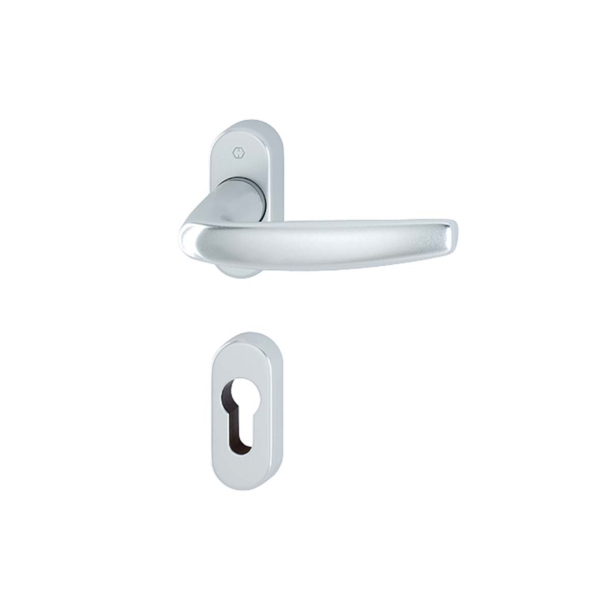 Maniglia Hoppe Atlanta rosetta e bocchetta ovale 68x29mm foro cilindro