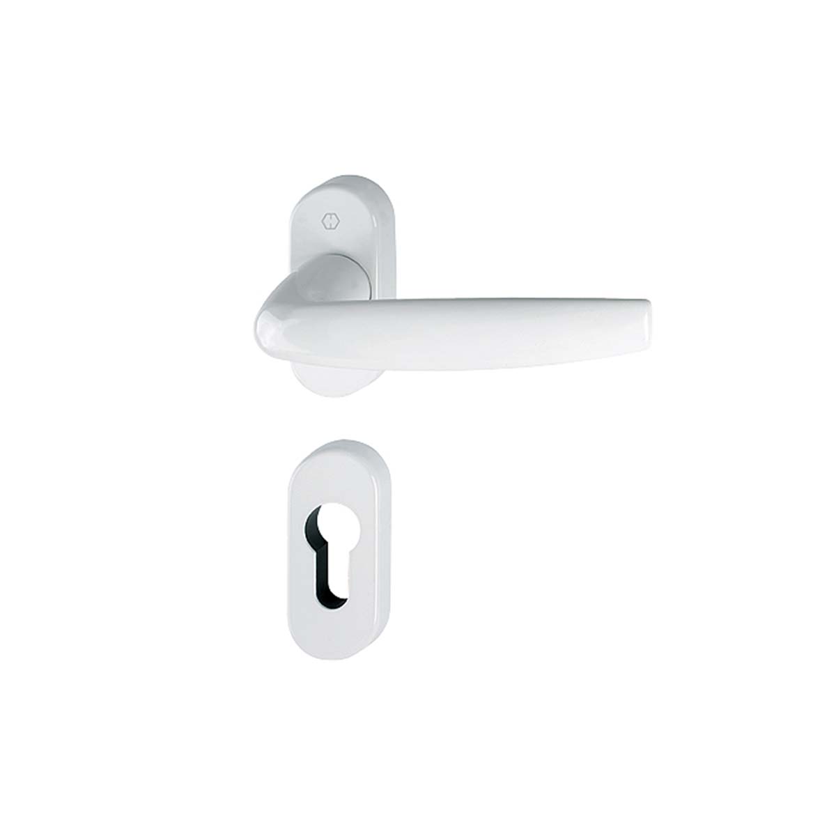 Maniglia Hoppe Atlanta rosetta e bocchetta ovale 68x29mm foro cilindro