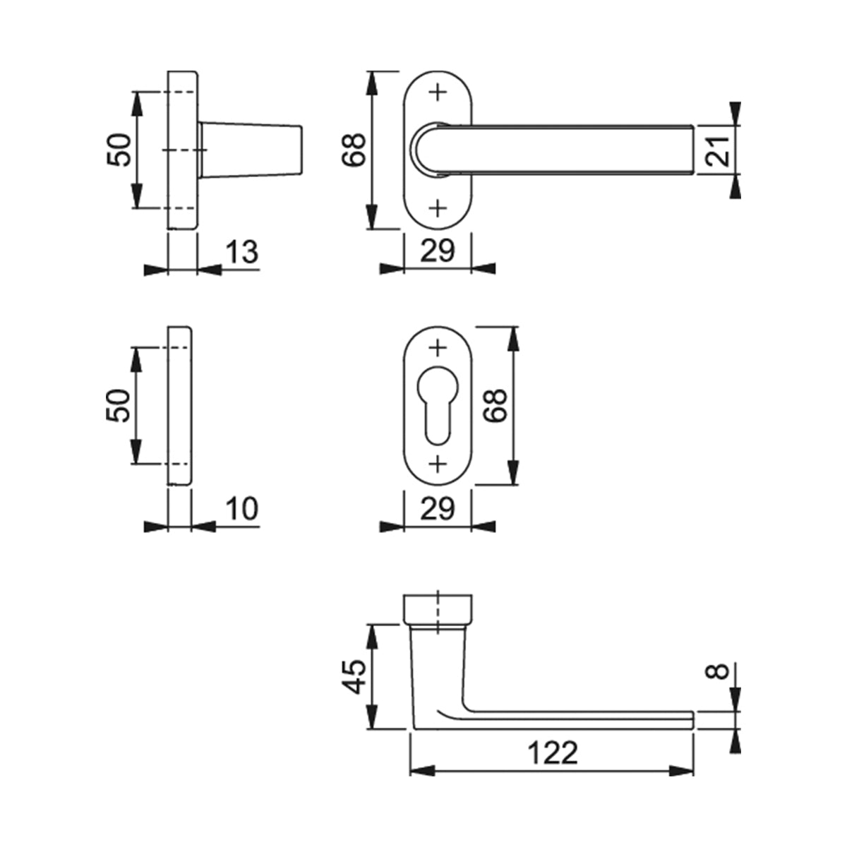 aManiglia Hoppe Los Angeles rosetta e bocchetta ovali 29x68 mm foro cilindro antracite satinato