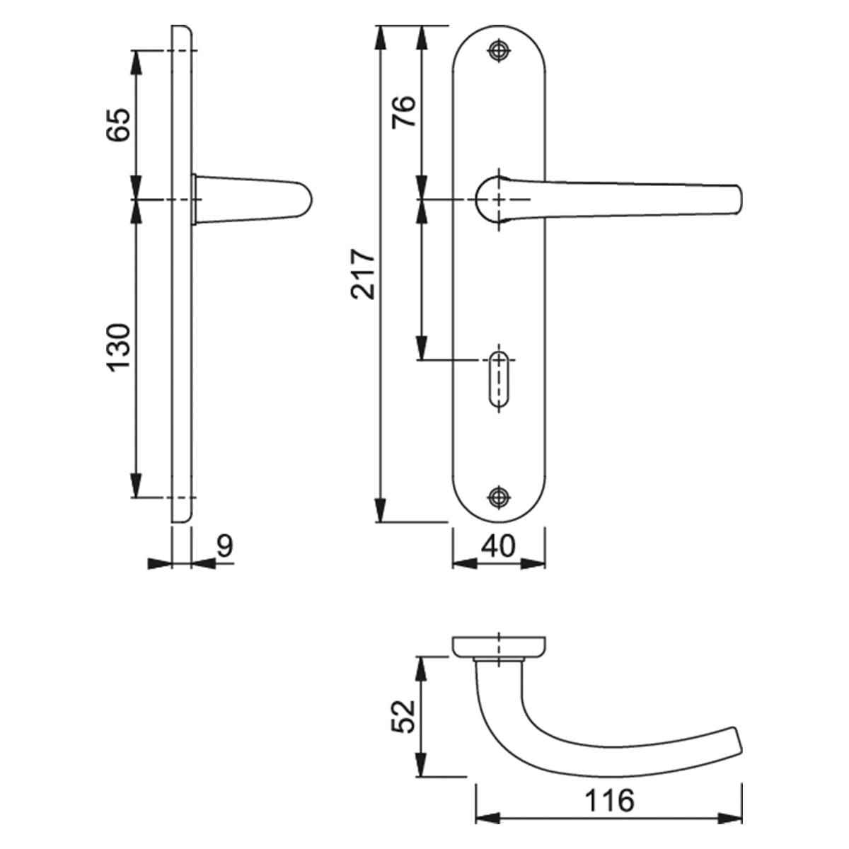 Maniglia Hoppe Seattle con placca interasse 70 mm oro lucido