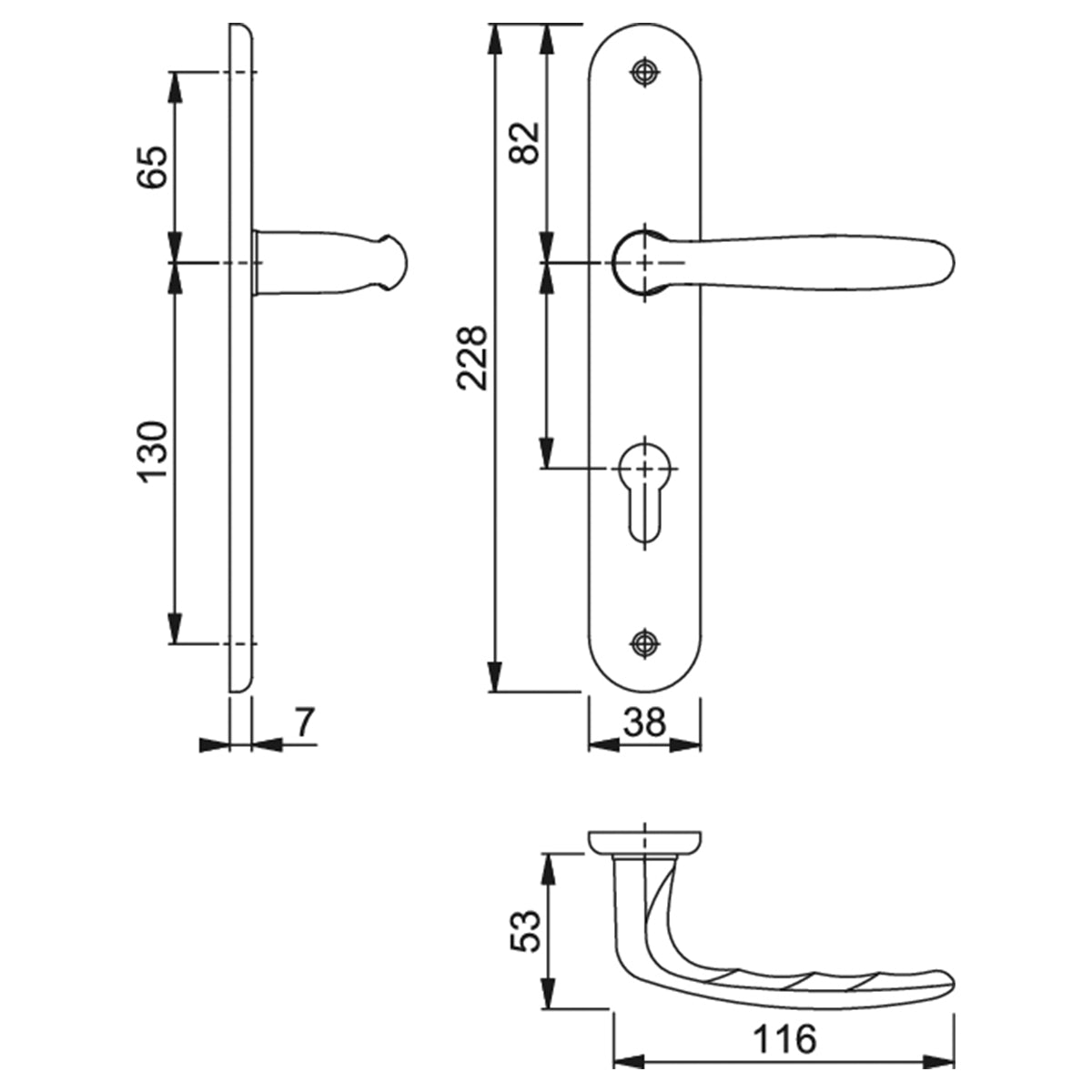 Maniglia Hoppe Roissy con placca interasse 85 mm foro cilindro cromo satinato