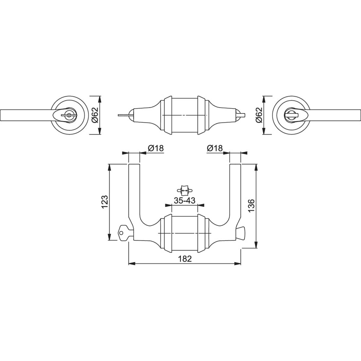 Maniglia per porte complanari Hoppe Arles rosetta d. 62 mm argento opaco HCS