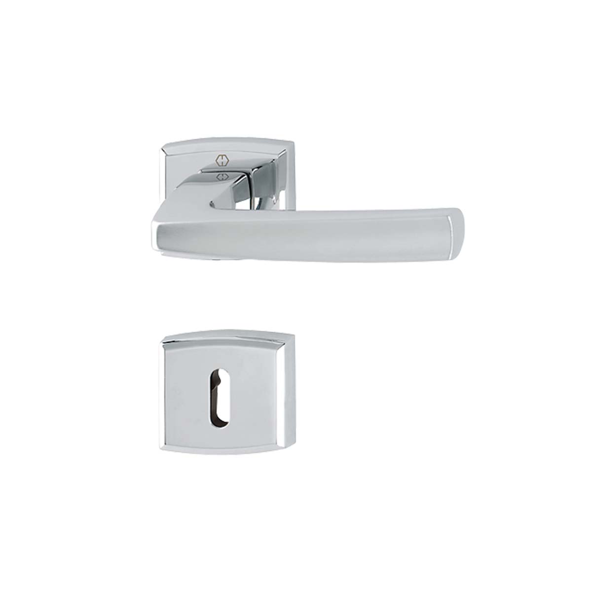 Maniglia Hoppe Acapulco rosetta e bocchetta rettangolari 53x49 mm