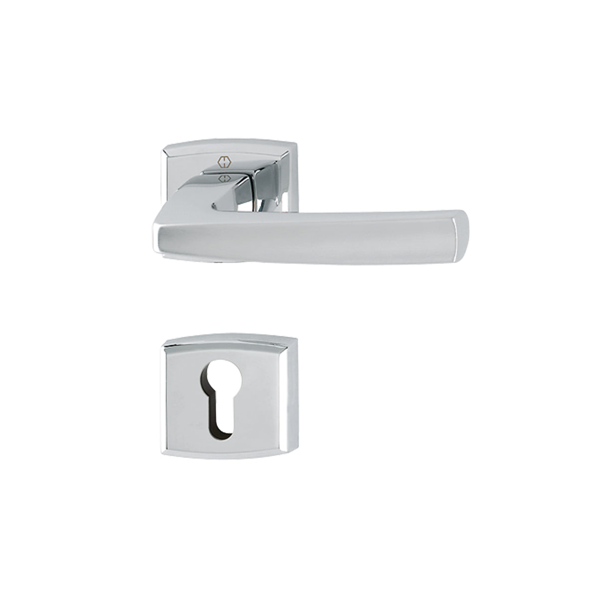 Maniglia Hoppe Acapulco rosetta e bocchetta quadre foro cilindro 53x49mm
