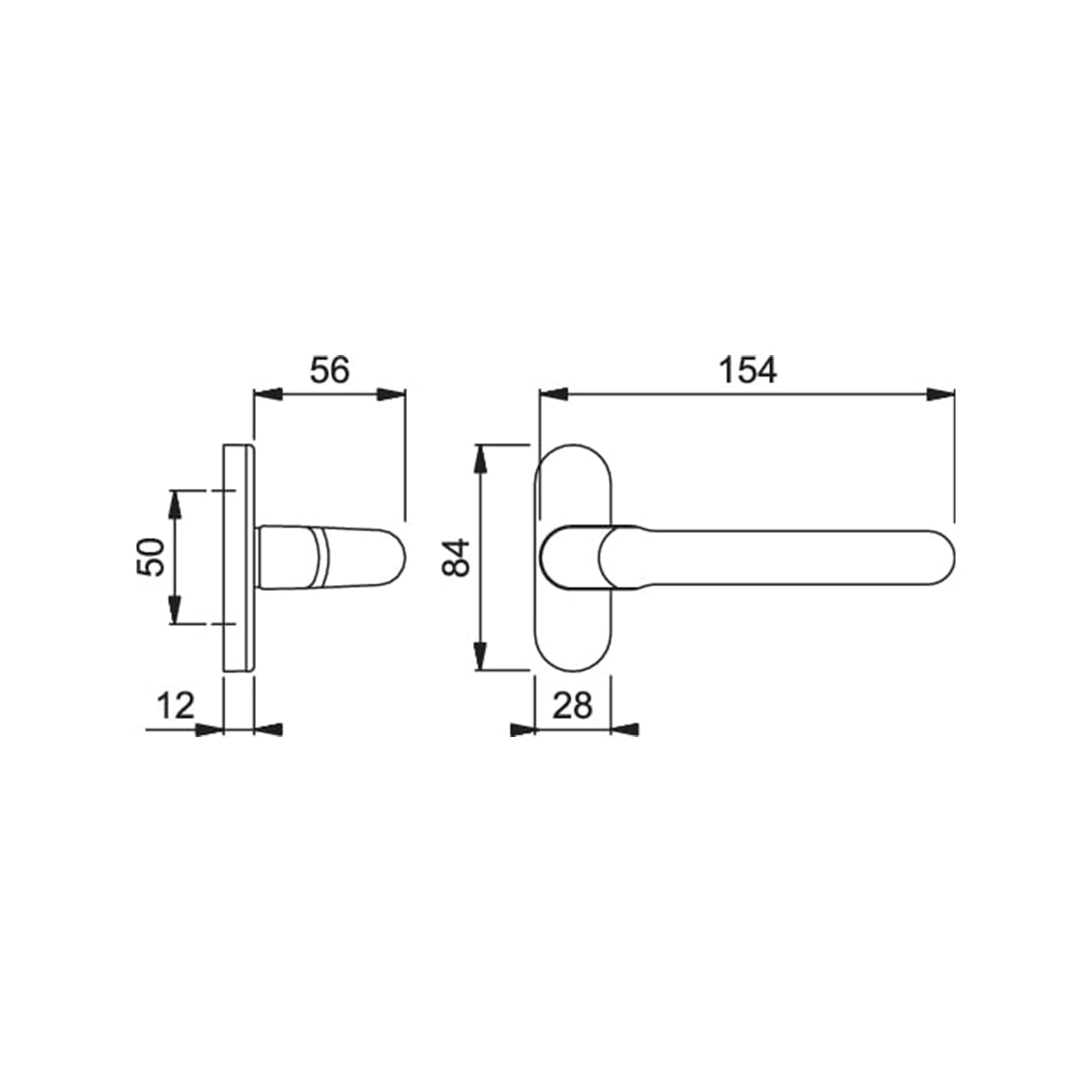 Maniglia Hoppe Paris rosetta ovale 28x84 mm argento