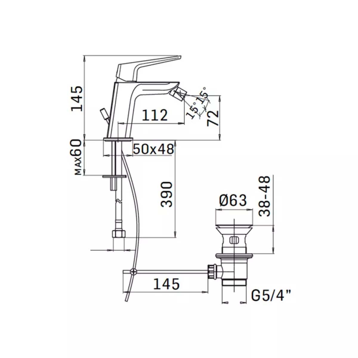 Miscelatore bidet monocomando Mamoli Spartaco cromato