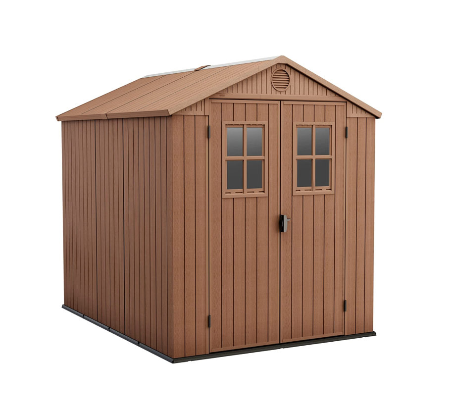 Keter casetta da giardino Darwin 6x8 in resina con doppia finestra e pavimento incluso