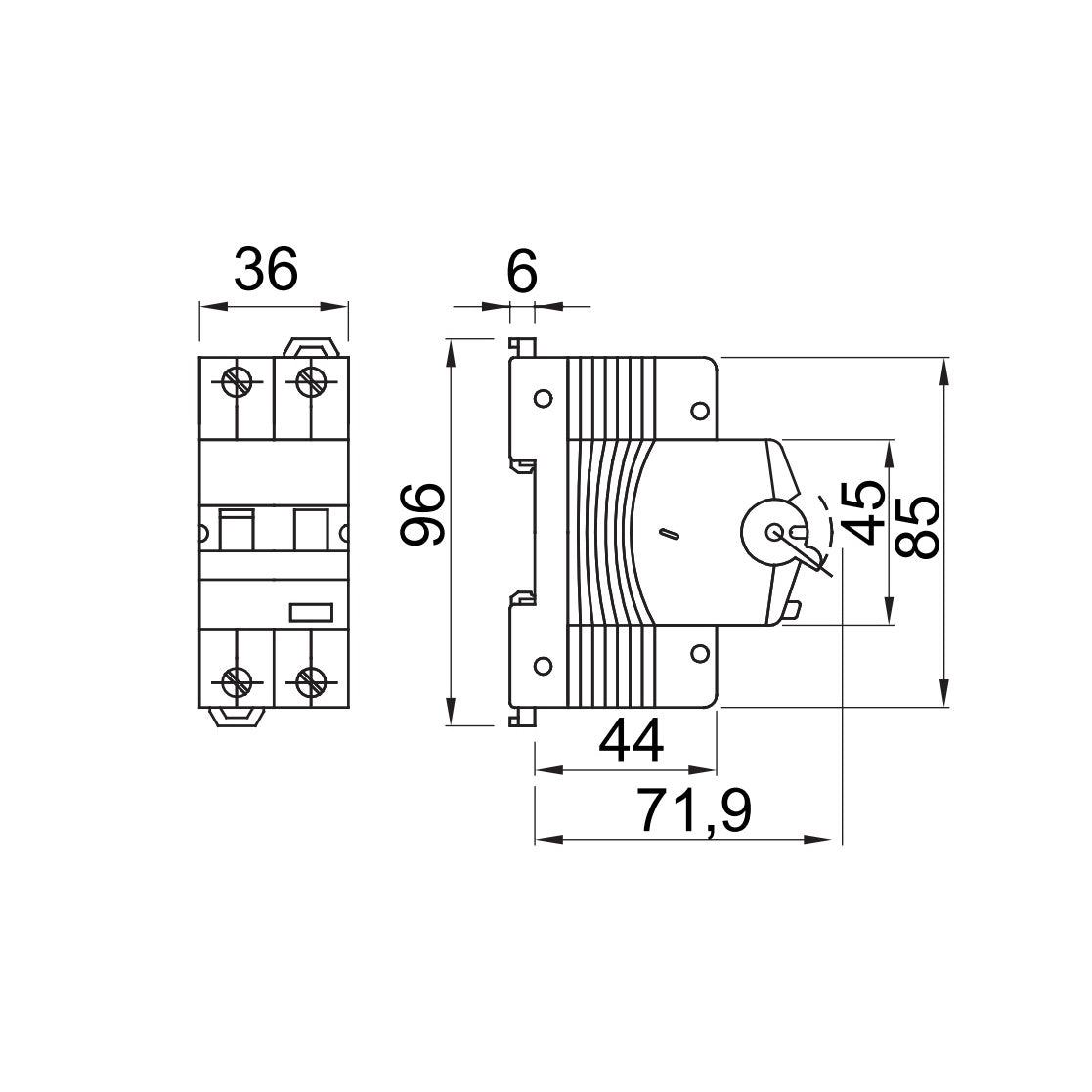 Interruttore differenziale 25A 1P+N 2 moduli Gewiss GW94009