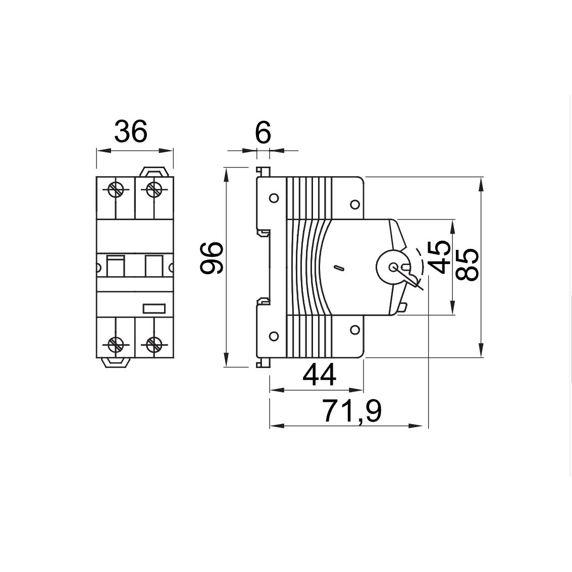 Interruttore magnetotermico 16A 1P+N 2 moduli Gewiss GW94007