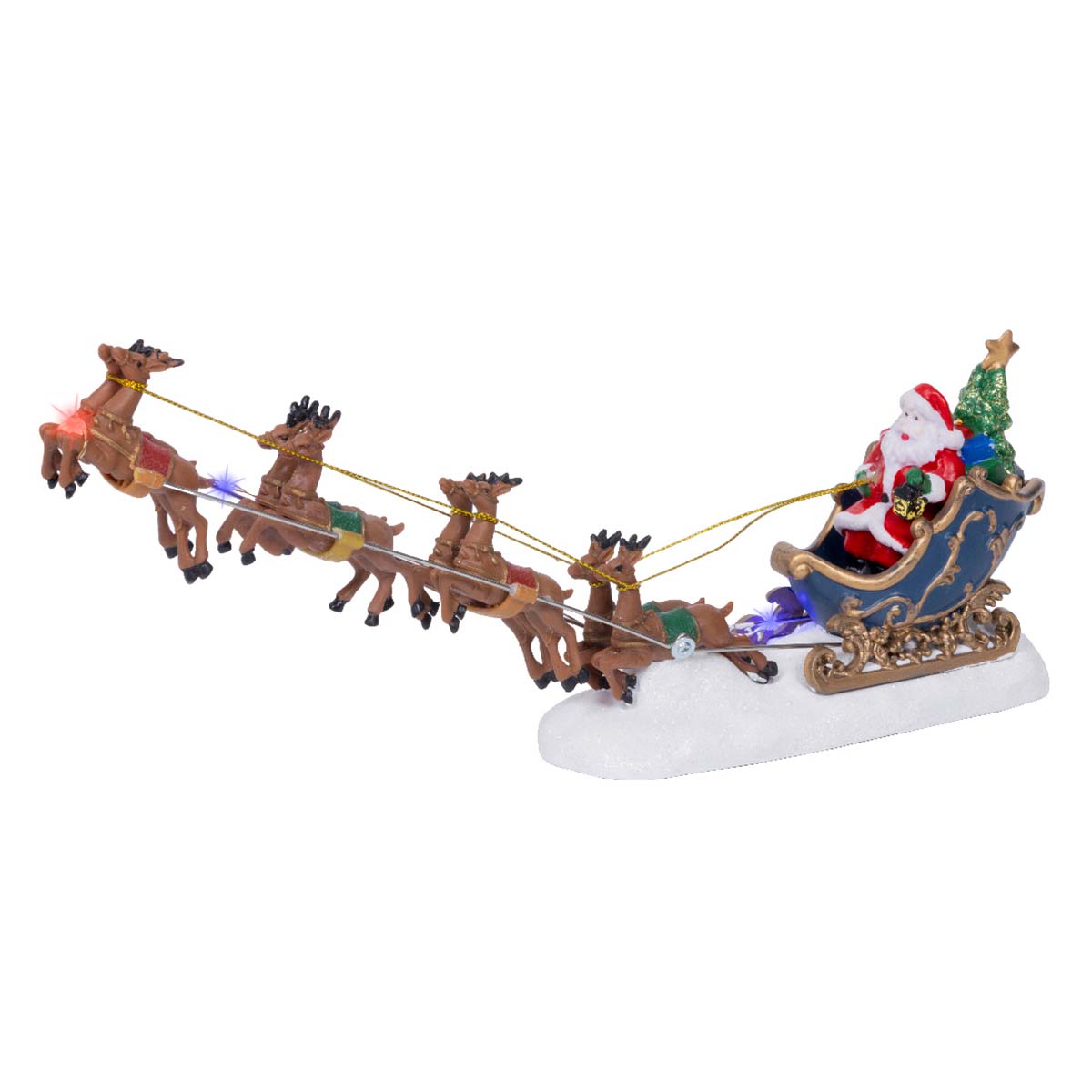 Babbo Natale con slitta e luci LED Keamingk