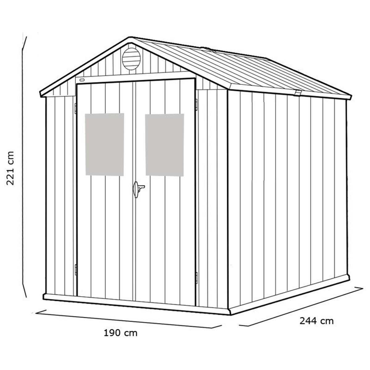 Keter casetta da giardino Darwin 6x8 in resina con doppia finestra e pavimento incluso