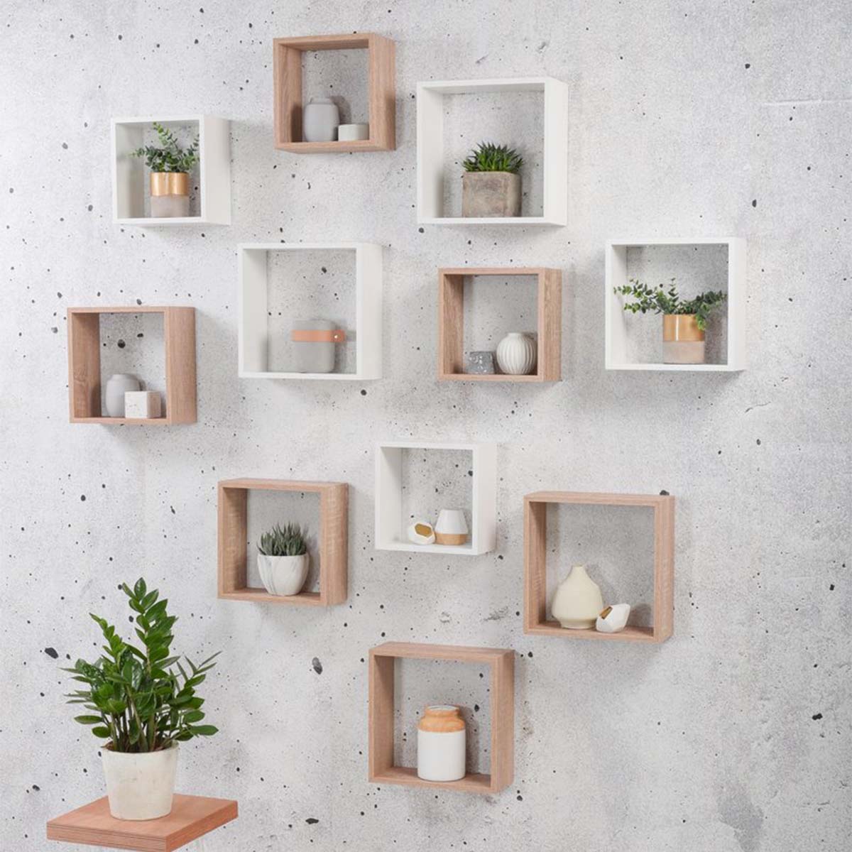 Set 3 cubi da parete bianchi