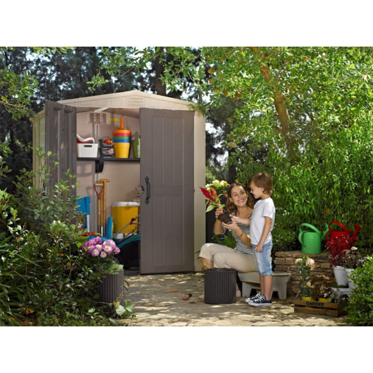 Keter Casetta da giardino in resina Factor beige 6x6