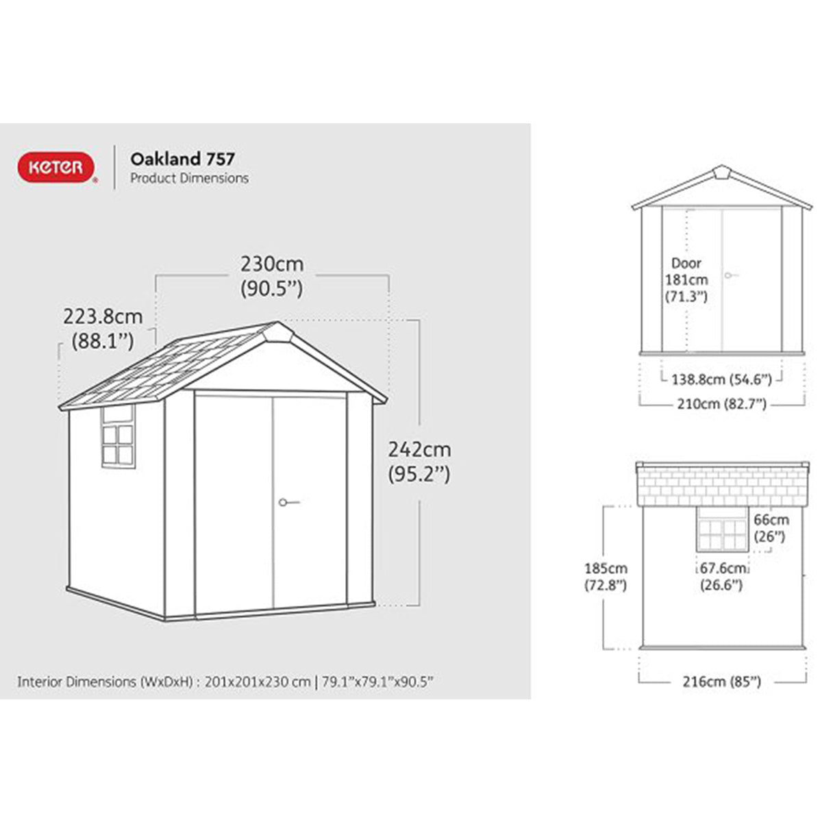 Keter casetta da giardino Oakland 757 229x223,5x242 cm