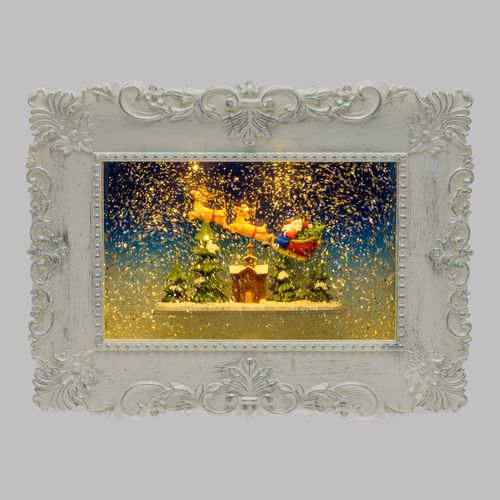 Quadro natalizio da interno con luce e acqua in movimento 27x25x21 cm