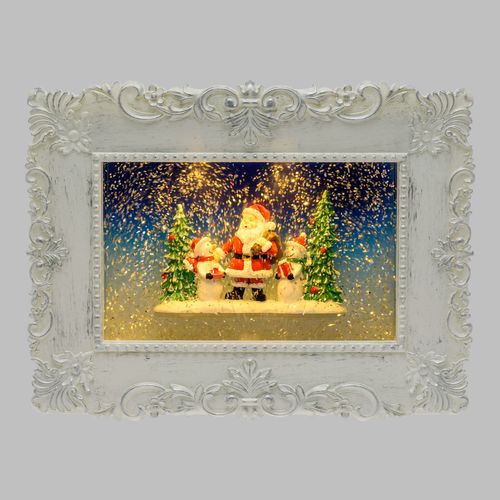 Quadro natalizio da interno con luce e acqua in movimento 27x25x21 cm