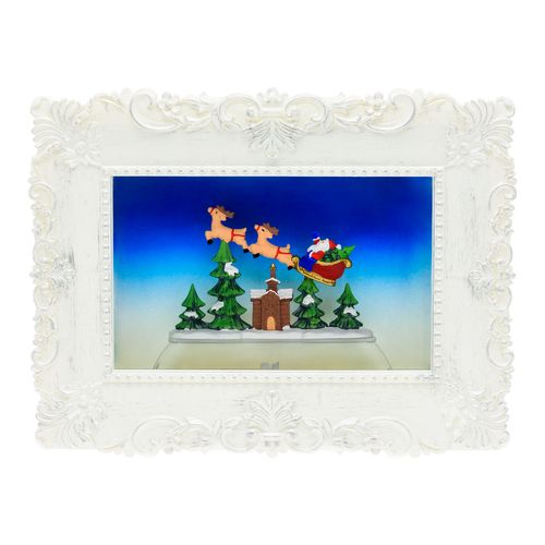 Quadro natalizio da interno con luce e acqua in movimento 27x25x21 cm