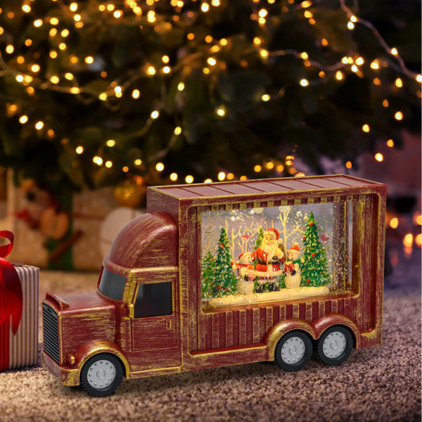 Camion Cola natalizio decorato rosso antico oro e glitter con luci Lotti 67110