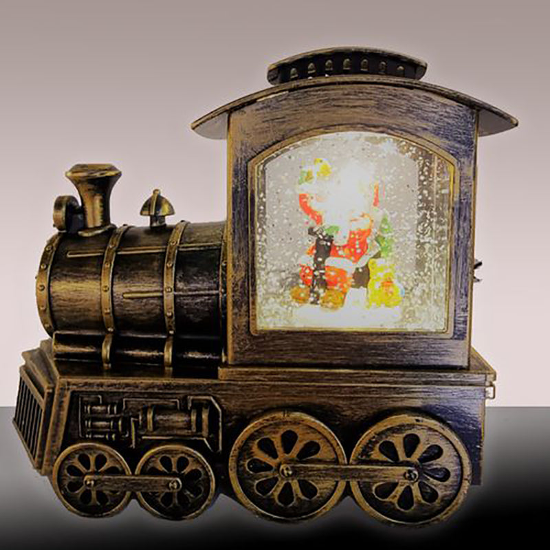 Locomotiva Brunita glitter led bianco caldo con effetto scintillante 18x8xH16 cm