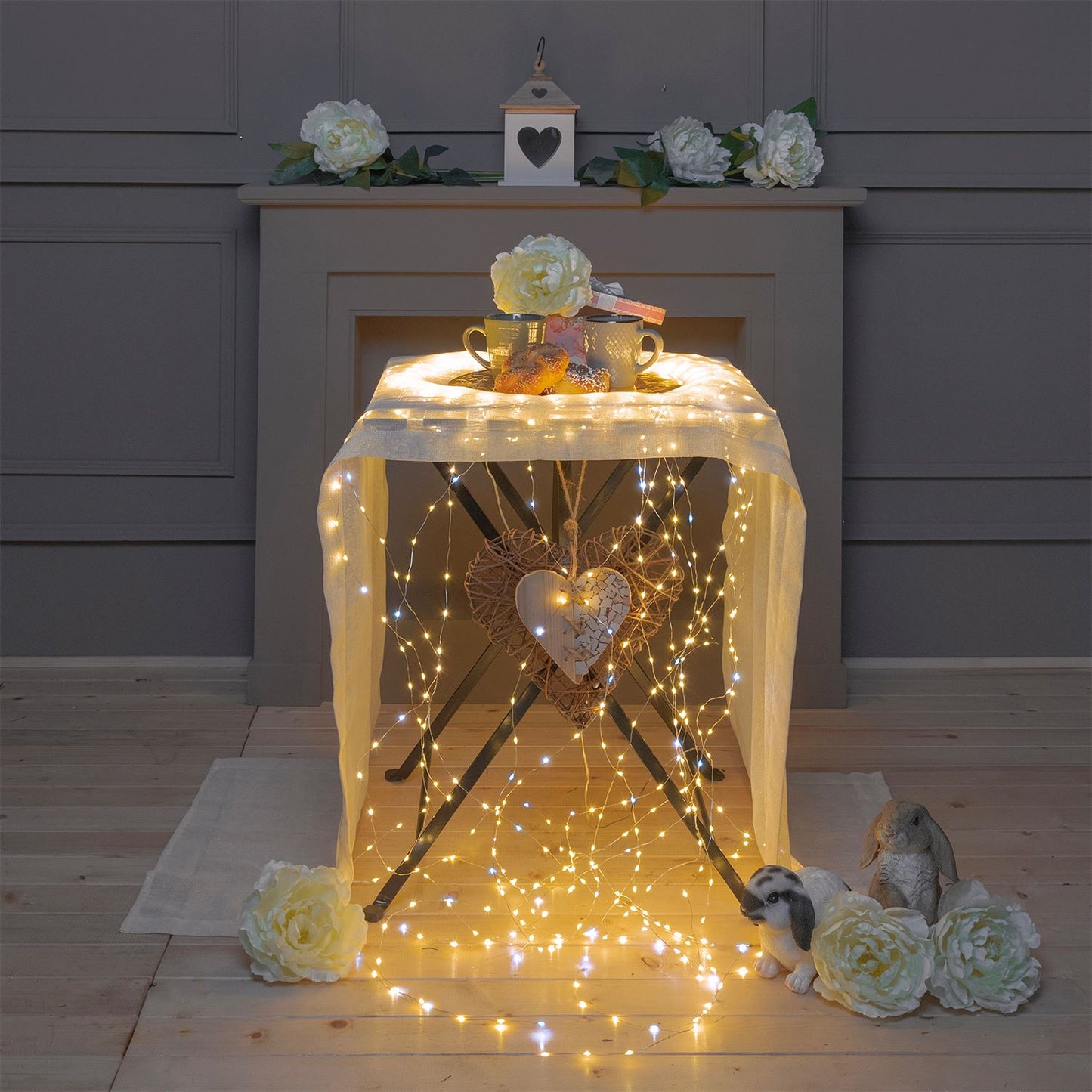 Cascata luci 900 microled h 900 cm bianco caldo Diamond