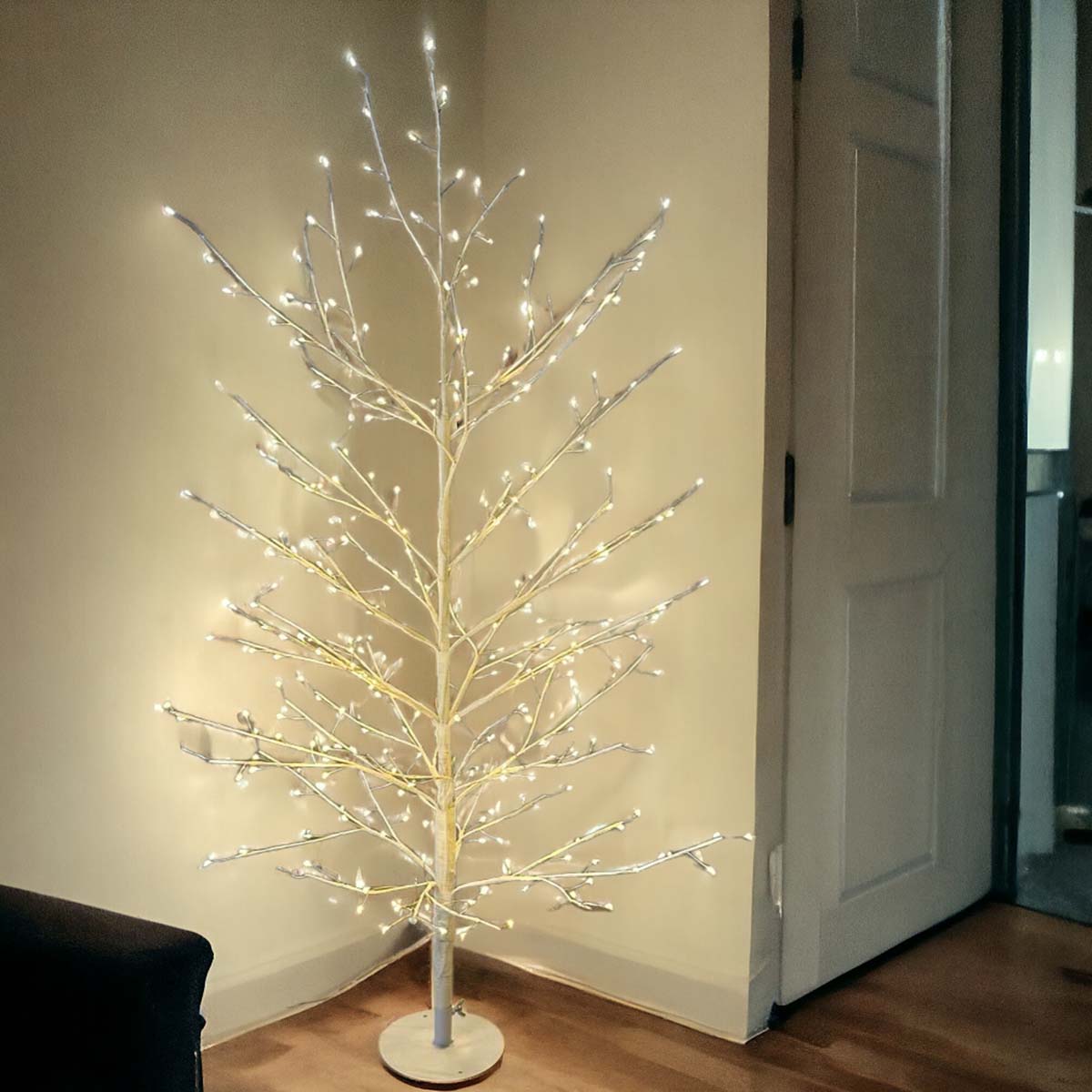 Albero natalizio luminoso 120 cm ramo tiglio bianco 330 MicroLED