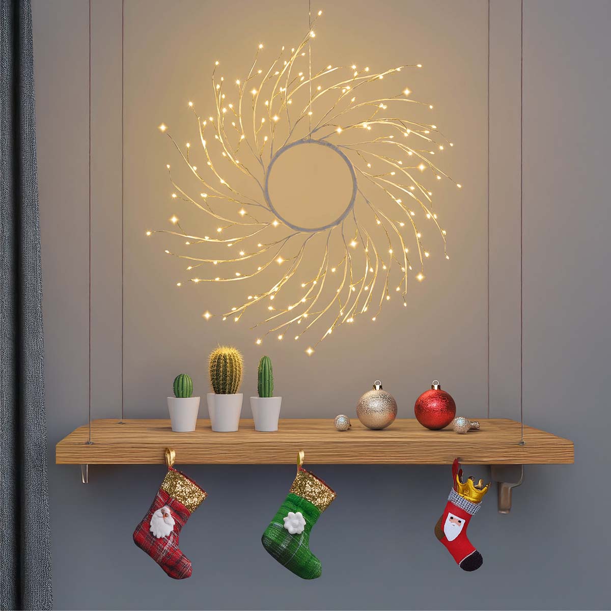 Corona natalizia in tiglio bianco 45 cm 160 MicroLED