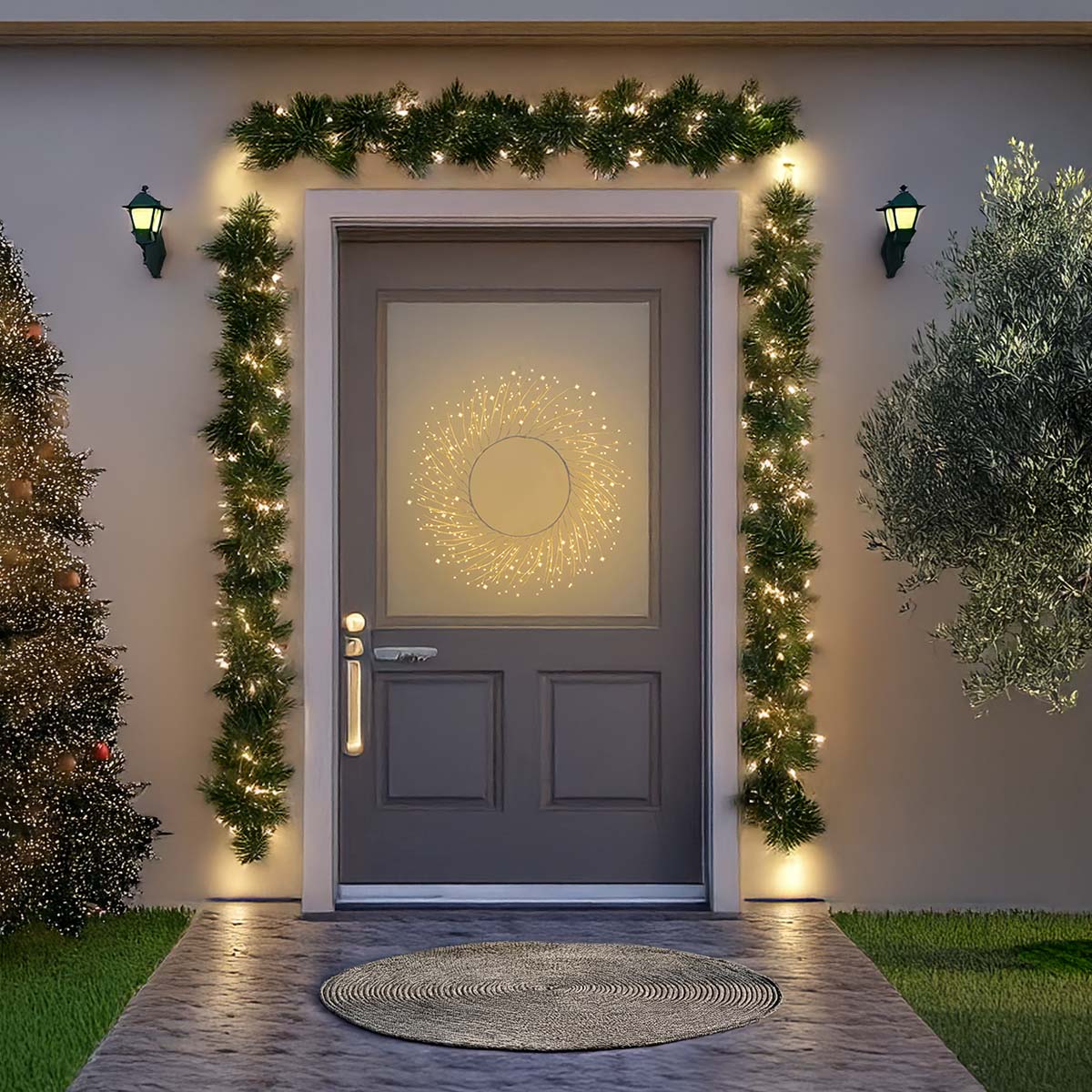 Corona natalizia in tiglio bianco 75 cm 350 MicroLED