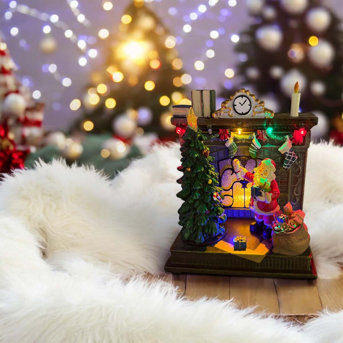 Villaggio di Natale luminoso 20 cm con LED e musica