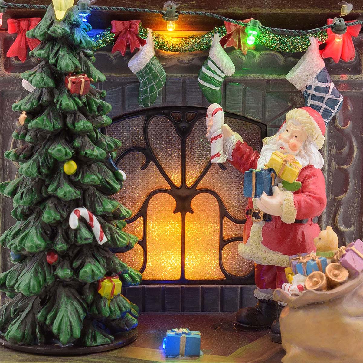 Villaggio di Natale luminoso 20 cm con LED e musica