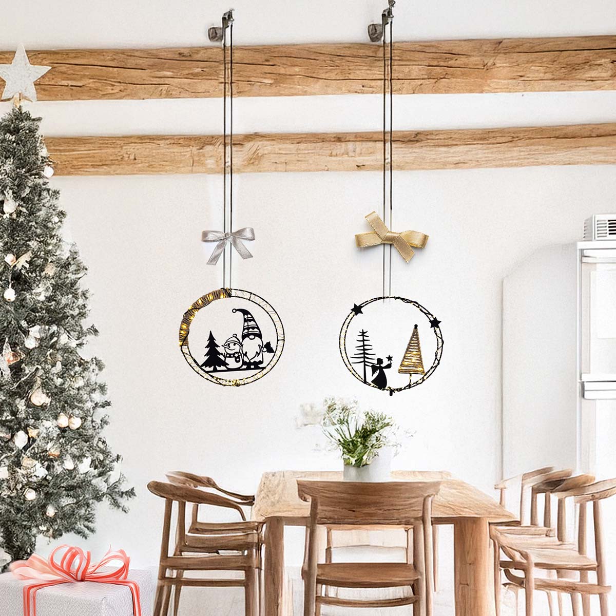 Corona natalizia luminosa 25 cm MicroLED bianco caldo