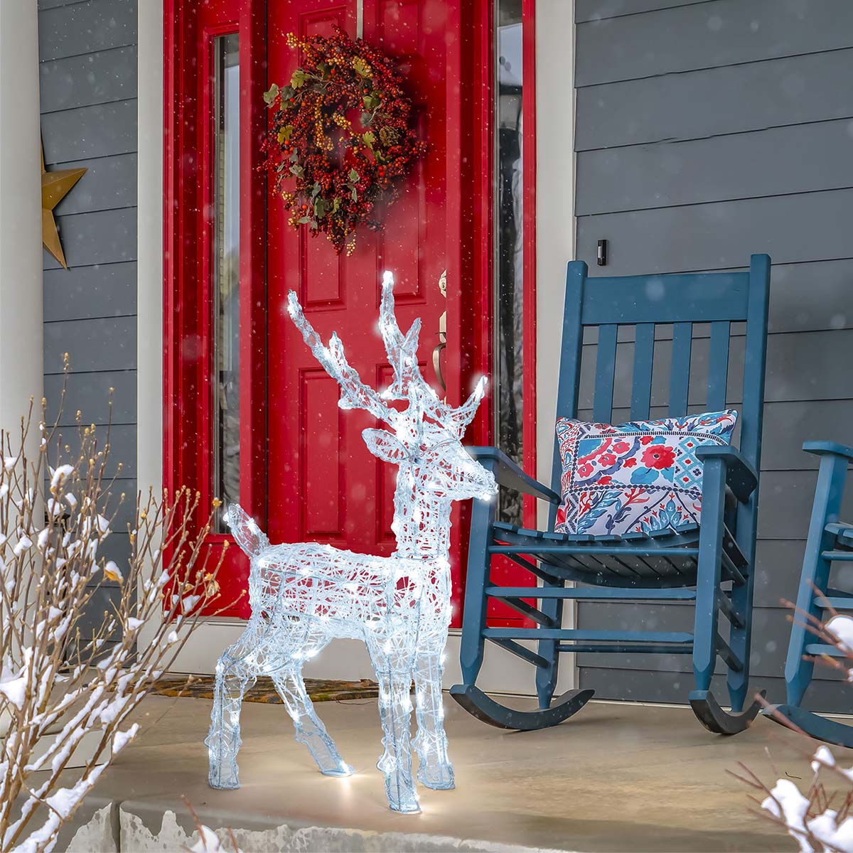 Renna natalizia luminosa 3D H 65 cm 80 LED