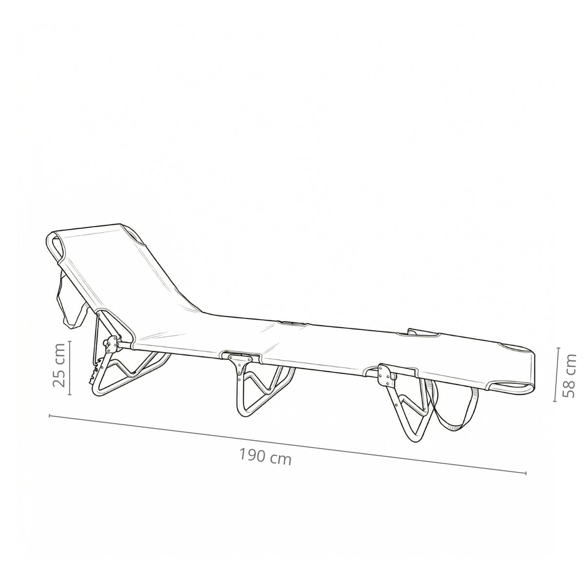 Lettino prendisole da mare pieghevole in alluminio blu 190x58x25 cm