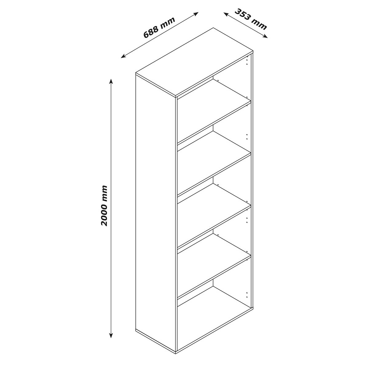 Libreria 4 ripiani rovere 68x200x35 cm Composad