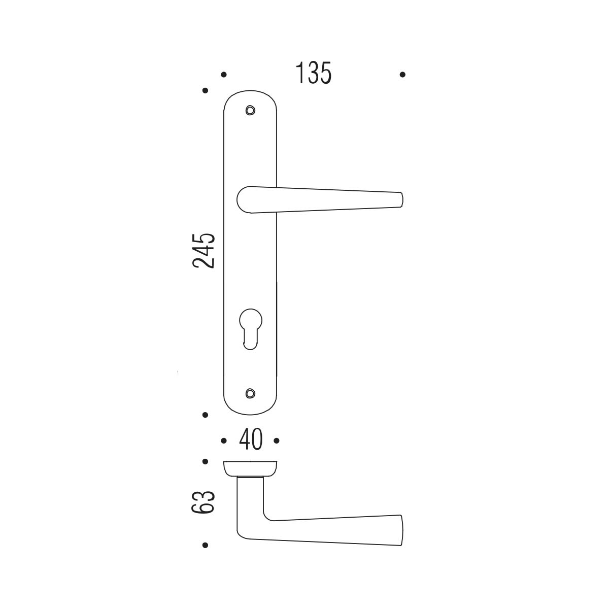 Maniglia per porta battente con placca interasse 85mm Colombo ROBOTRE