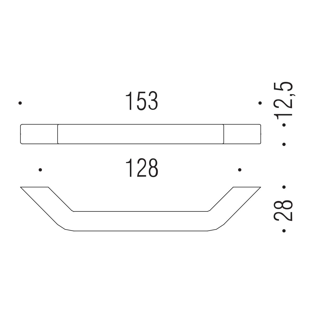 Maniglia per mobile cromo 153x12,5mm interasse 128mm Colombo Formae