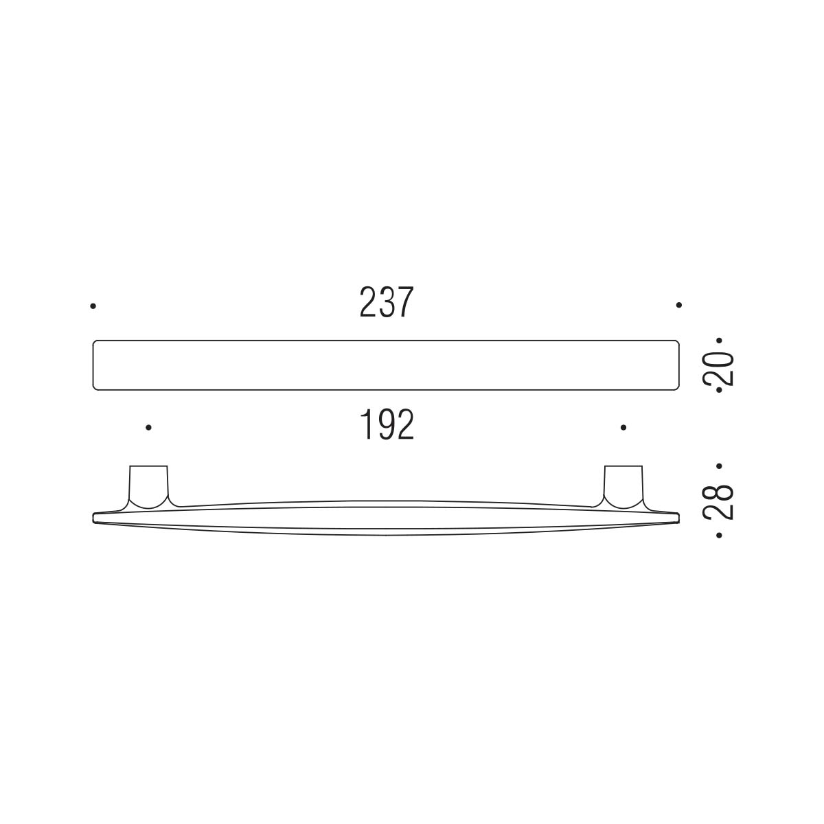 Maniglia per mobile cromo 237x20mm interasse 192mm Colombo Formae