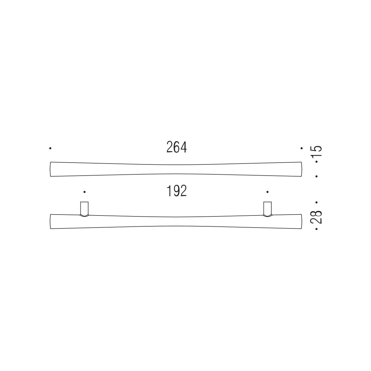Maniglia per mobile cromo 264x15mm interasse 192mm Colombo Formae