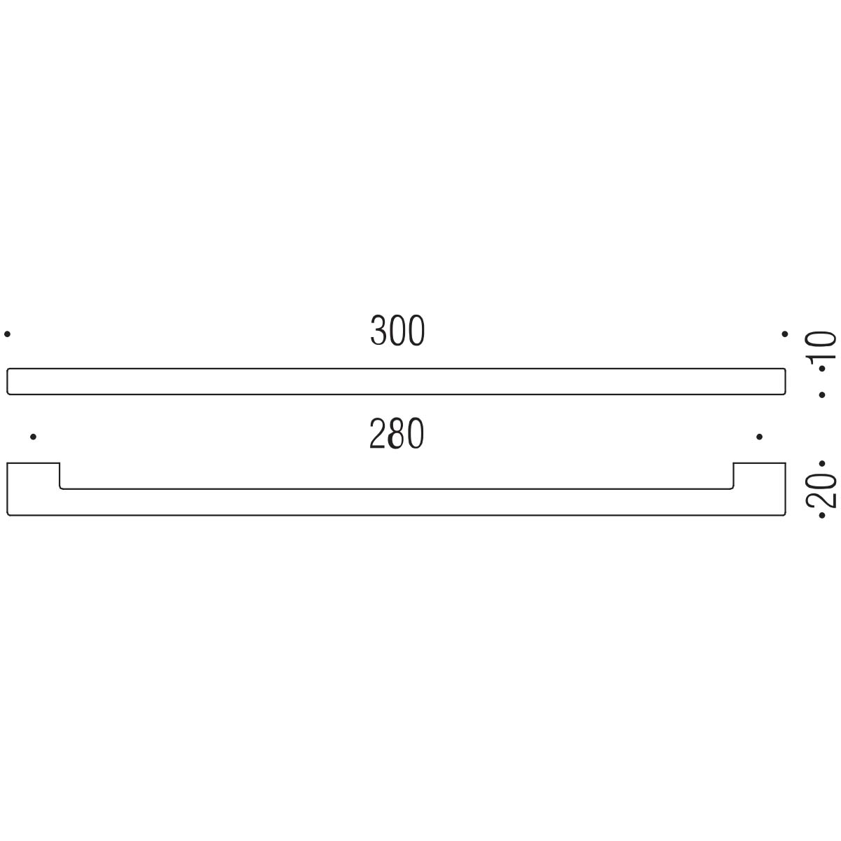 Maniglia per mobile cromo 300x10mm interasse 280mm Colombo Formae