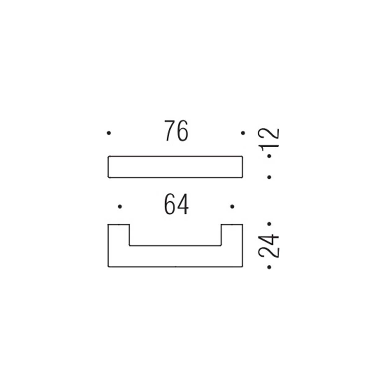 Maniglia per mobile cromo 76x12mm interasse 64mm Colombo Formae