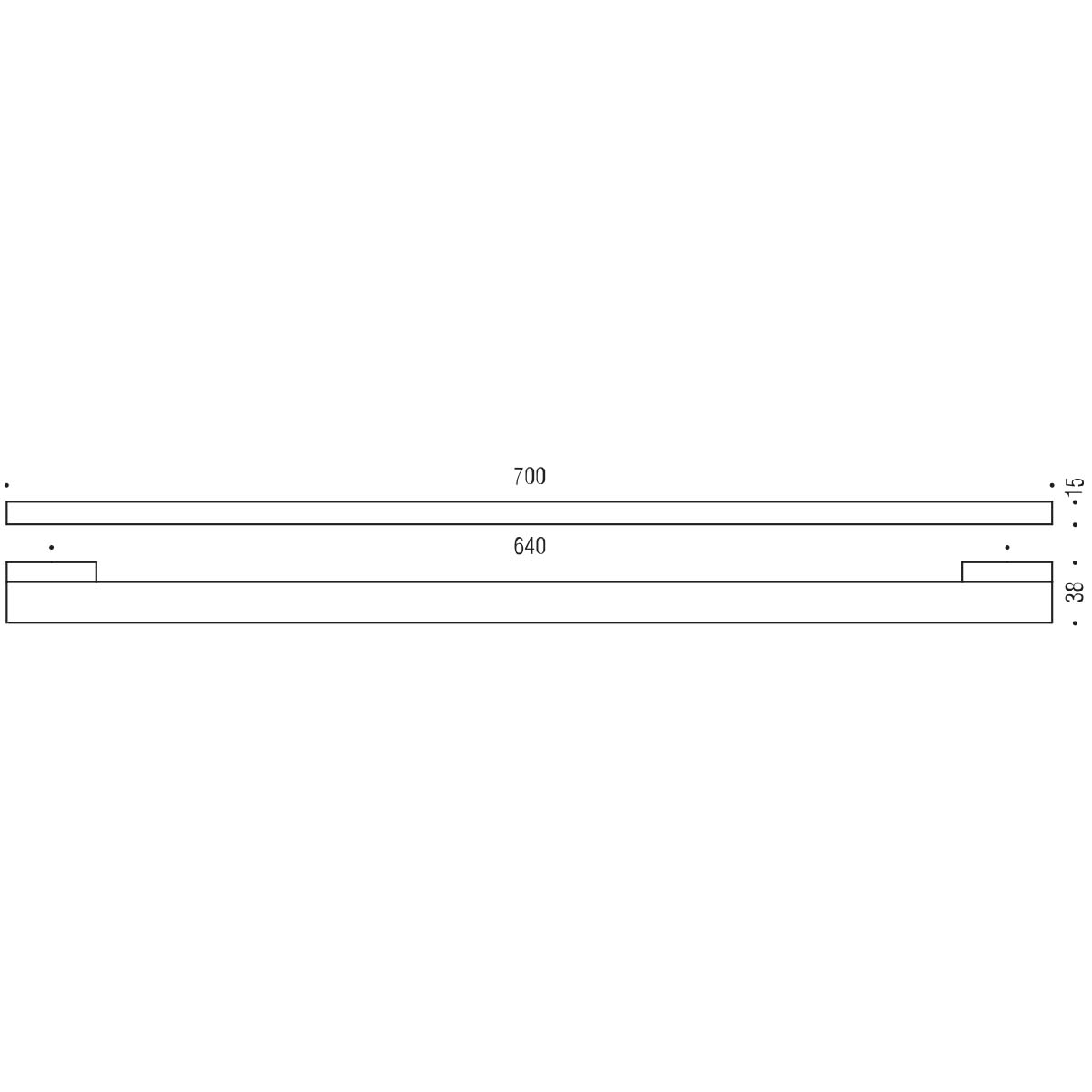 Maniglia per mobile cromo lucido 700x15mm interasse 640mm Colombo Formae