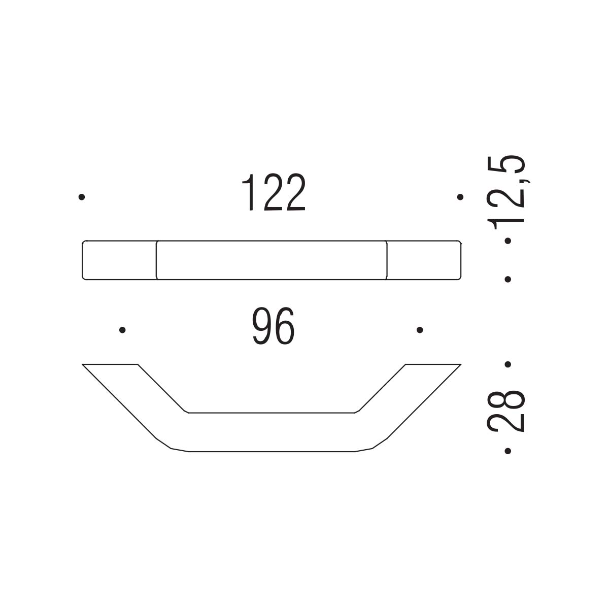 Maniglia per mobile cromo 122x12,5mm interasse 96mm Colombo Formae