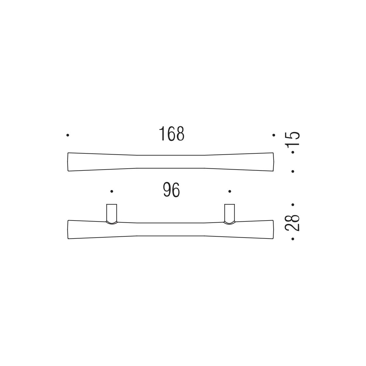 Maniglia per mobile cromo 168x15mm interasse 96mm Colombo Formae