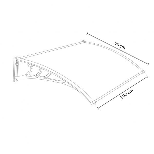 Pensilina tettoia per esterni 80x100 cm in policarbonato trasparente modulabile
